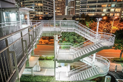 Fire escape of Yokohama Minato Mirai. Shooting Location: Yokohama-city kanagawa prefecture