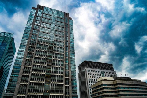 Cloudy office tower. Shooting Location: Chiyoda ward, Tokyo
