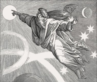Creation of Heavenly Bodies, Old Testament, by Julius Schnorr von Carolsfeld, 1860