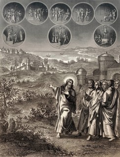 Jesus predicting his own death, New Testament, steel engraving 1853, digitally restored