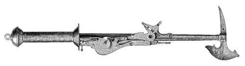 A flintlock axe pistol, 16th century