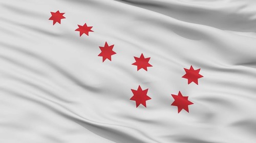 Cherokee Peace Indian Flag, Closeup View