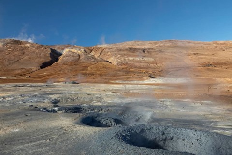 Mud pools in the Hverir geothermal area, Iceland
