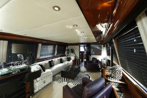 Bar, 38 metre long superyacht Indigo Star owned by Robert Geiss from the RTL II reality soap Die