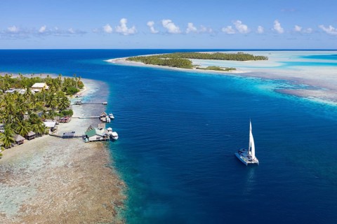 Tetamanu Pass in Fakarava Atoll, Tuamotu Archipelago, French Polynesia