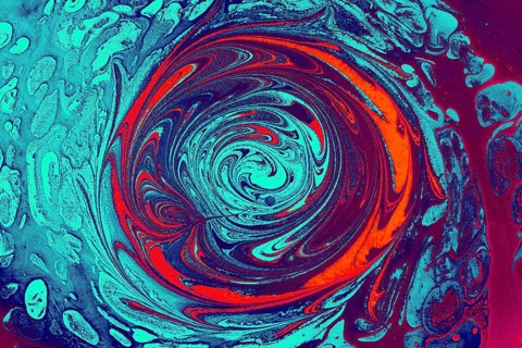 Beautiful abstract art of Ebru marbling painting techniques on water with acrylic paints