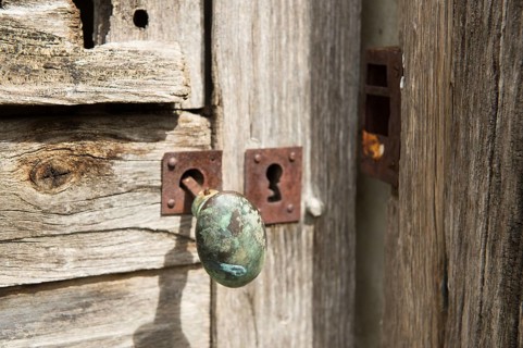 Old antique rusty French door handle
