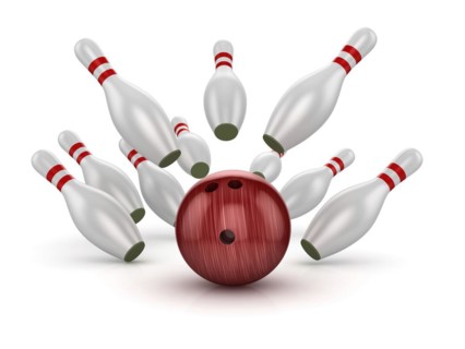 Bowling Ball Crashing Into the Pins, This is a computer generated and 3d rendered picture