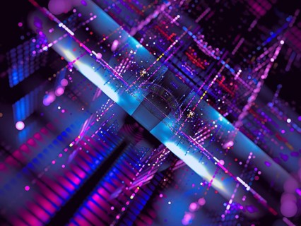 Technology blur - background with perspective effect. Abstract computer-generated 3d illustration.