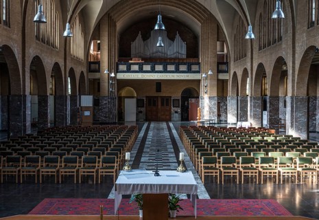 Jette, Brussels Capital Region, Belgium, 10 10 2019 Modern Gothic interior design of the Our Lady