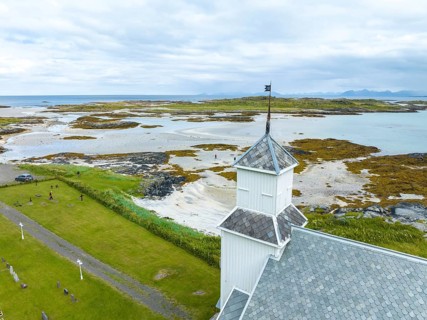 Gimsoy church in the Lofoten Islands. It is a parish church in the municipality of Vagan in