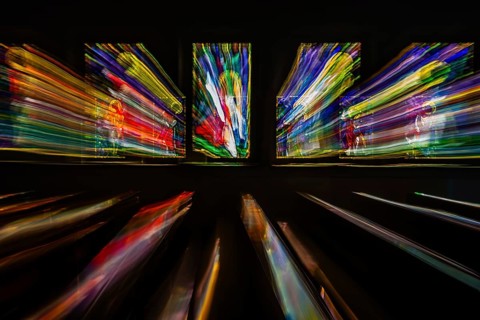 Colourful stained glass windows, zoom effect, Graz, Styria, Austria