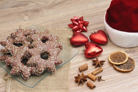 Gingerbread for Christmas with decorations. Christmas decorations with gingerbread