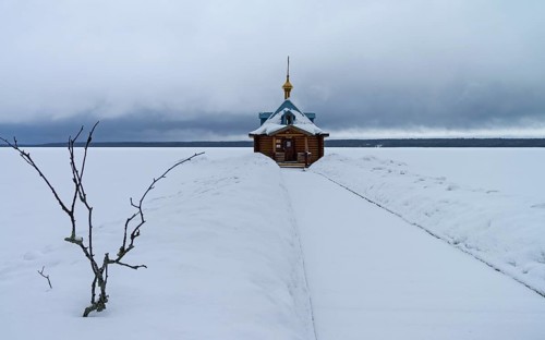 Chapel of St. John the Baptist (baptistery) in Orthodox monastery. Vygozero, Karelia, Russia.