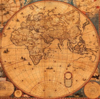 Genova, Italy, 8 August 2023: Spinola Palace. Authentic antique map shows the world known to