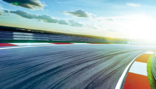 Motion blurred racetrack, cold mood
