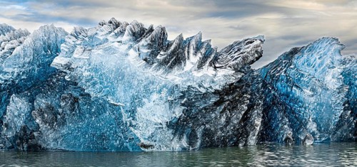 Jokulsarlon Glacier Lagoon in eastern Iceland during sunset