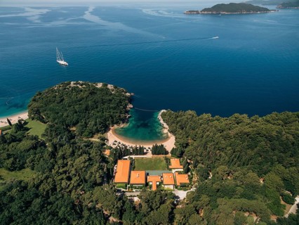 Budva, Montenegro - 10 june 2019: Hotel spa Aman Resorts Sveti Stefan. A luxury hotel on the