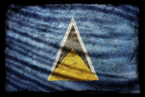 Saint Lucia Flag, Grunge Texture Background