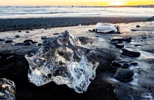 Diamond Beach at the Glacier Lagoon Jökulsarlon in Iceland, Europe, Iceland