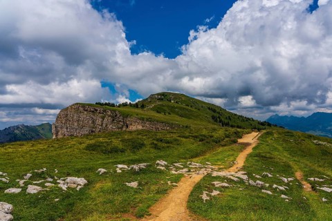 Hiking trail in the Swiss mountains