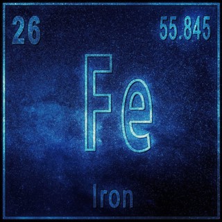 Iron chemical element, Sign with atomic number and atomic weight, Periodic Table Element