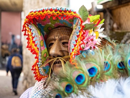 Shignano Italy 21/02/2023: The carnival of Schignano parade is one of the most famous traditional