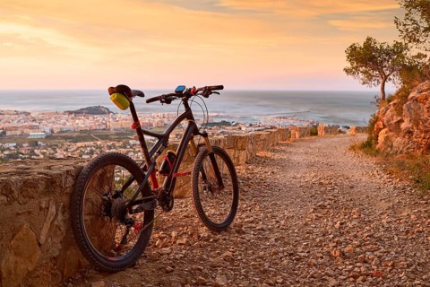 Denia Alicante from Montgo with MTB bicycle mountain bike Camino Colonia track
