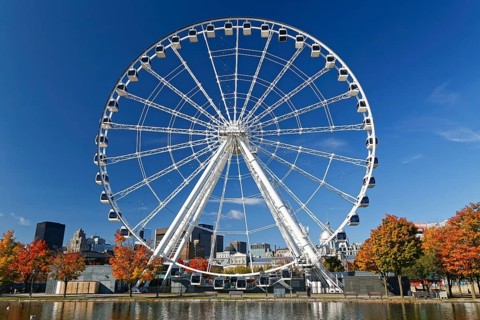 Autumn colours, Ferris wheel at the Basin Bonsecour, Old Montreal, Montreal, Province of Quebec,