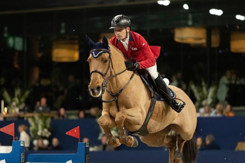 Pius Schwizer of Switzerland competes in 1.60m FEI Jumping World Cup at Jumping Amsterdam in