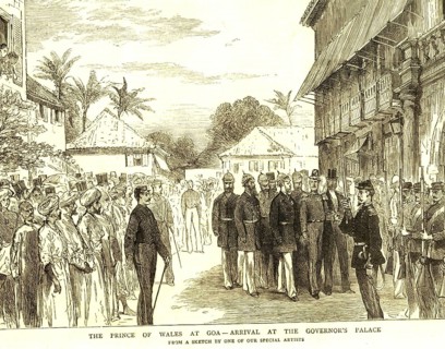 The Prince of Wales at Goa, the Graphic 1st January 1876, arrival at the Governor's palace, India