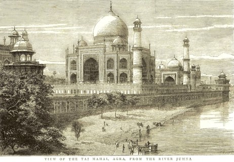 View of Taj Mahal from river Jamuna, Agra, Uttar Pradesh, India