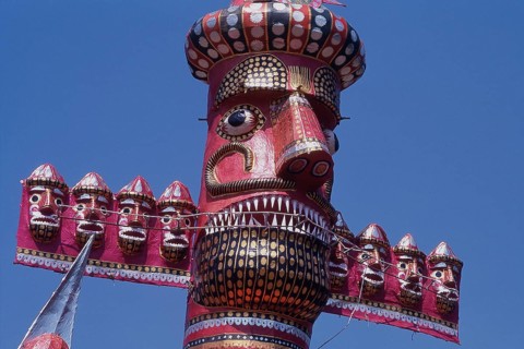 Face of Ravana during Dussehra festival, Dadar, Mumbai, Maharashtra, India