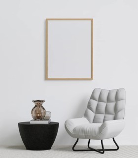 Big white living room.interior design, wooden chair, marble table, vase, carpet, wall for mock up