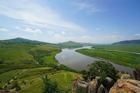 Summer hike in the most beautiful natural places of Buryatia, stop by the river