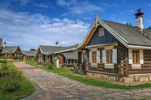Street in Tourist complex Nanosy on Naroch Lake, Belarus