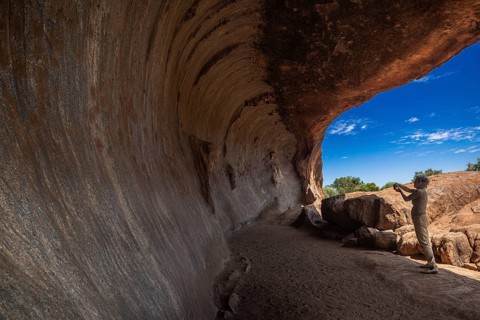 Uluru, formerly Ayers Rock, cave at Mala Walk, Uluru-Kata Tjuta National Park, Northern Territory,