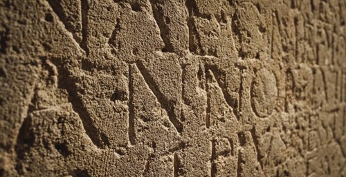 Roman inscription in stone in bath, united kingdom england