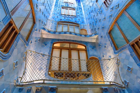 Interior of Casa Batlló, a building designed by Gaudi, in Barcelona, Spain