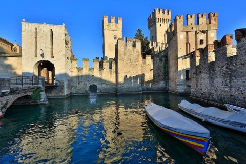 Scaligero Castle, Castello Scaligero in the early morning, Sirmione, Lombardy Region, Province of