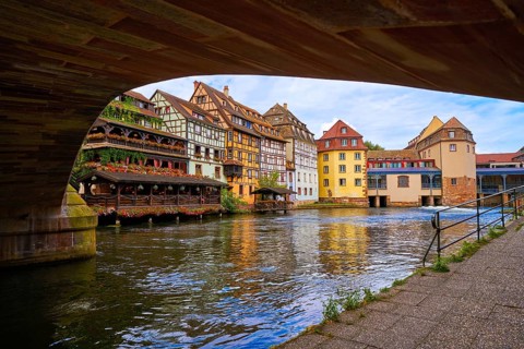 Strasbourg la Petite France in Alsace half timbered houses