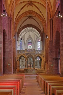 Late Gothic castle church with rood screen, interior view, St Michael, collegiate church, castle