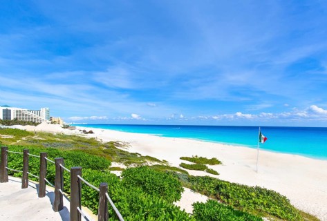 Cancun Playa Delfines, Dolphin Beach El Mirador. The Lookout public beach in Riviera Maya
