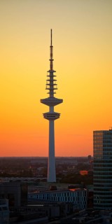 Heinrich Hertz Tower at sunset, television tower in St. Pauli, popularly known as Telemichel,