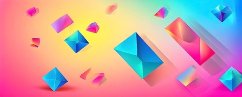 Modern abstract cover template with vibrant perspective 3d geometric prism shapes, AI generated