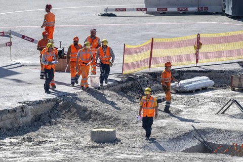 Construction site Construction workers and supervisors