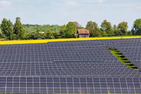 Agricultural land is used as a solar field. Nellingen in the Swabian Alb. Nellingen,