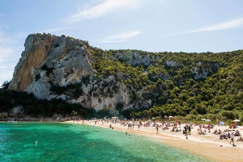 Rocky coast and beach, Cala Luna, Gulf of Orosei National Park, Parco Nazionale del Gennargentu e