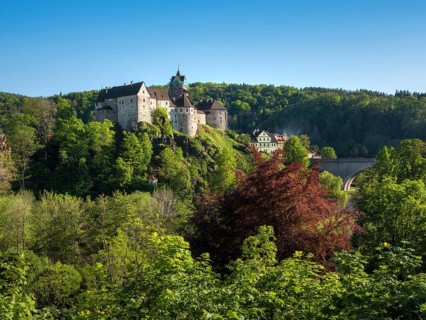 View of Loket Castle, Loket, Bohemia, Western Bohemia, Karlovy Vary, Karlovy Vary Region,