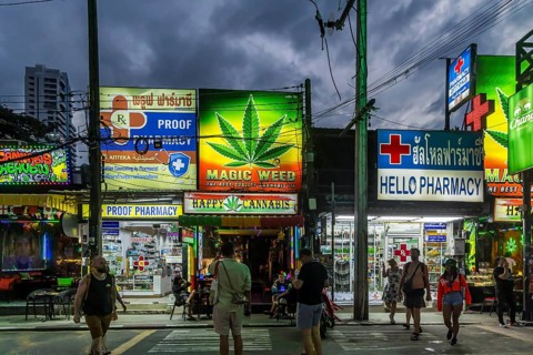 Legalisation of narcotics in Thailand. Cannabis is offered for sale in many places. Bangla Walking